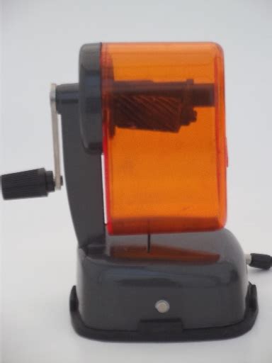 Retro orange pencil sharpener, Bulldog hand crank desktop pencil sharpener