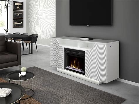 Ethan Electric Fireplace TV Stand Gloss White & Firebox |1847GW ...