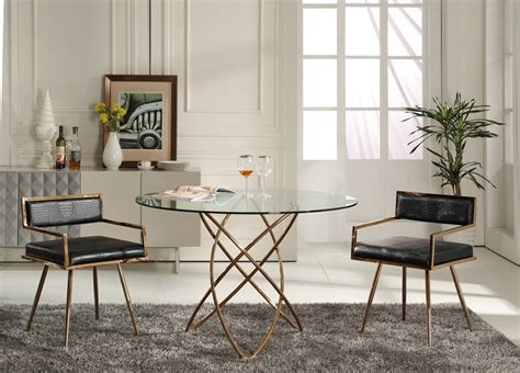 Elegant Round Tampered Glass Rose Gold Base Dining Table Baltimore ...