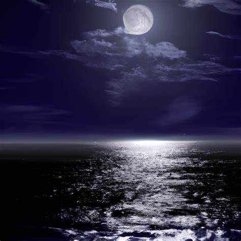 Moonlight on Ocean Graphic · Creative Fabrica