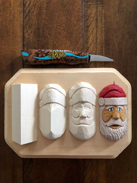 The 4 stages of whittling a Santa. 🎅 | Wood carving patterns, Simple ...