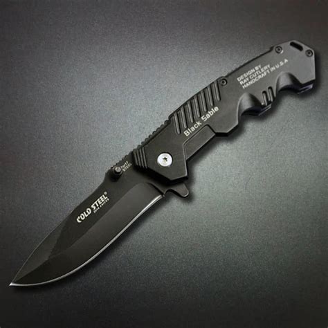 Mengoing Cold Steel Black Pocket Folding Knife 7Cr13Mov Steel Blade ...