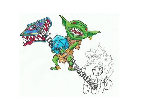 D20 Goblin Mimic DM Hand Tattoo Flash, Tattoo Design, Illustration ...