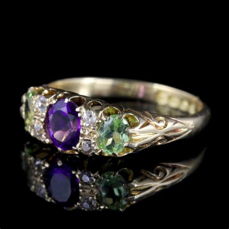 Antique Suffragette Ring Diamond Amethyst Peridot Victorian Circa 1900 ...