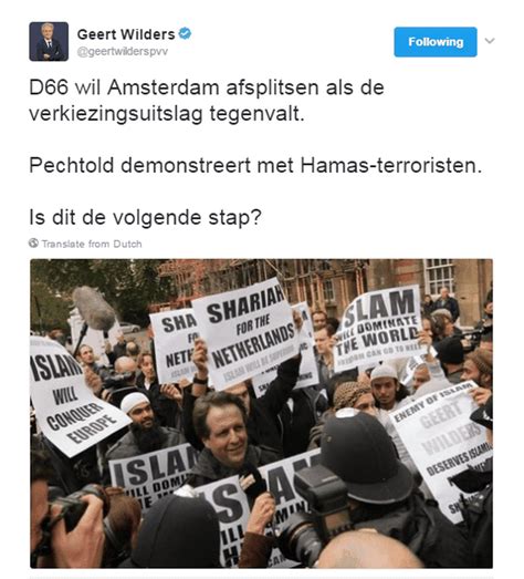 Dutch far right leader Geert Wilders tweets a fake image of a rival ...