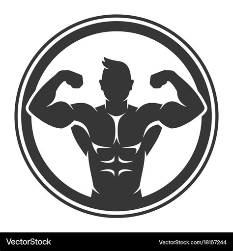 Bodybuilder logo icon on white background Vector Image