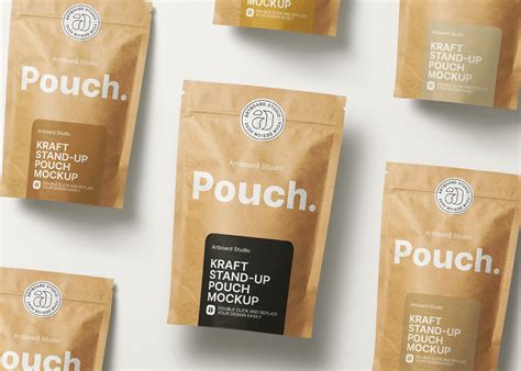 Kraft Paper Stand-up Pouch Mockup