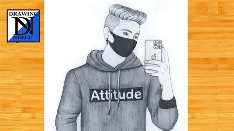 How to draw Attitude boy taking a selfie || Pencil sketch for beginner ...