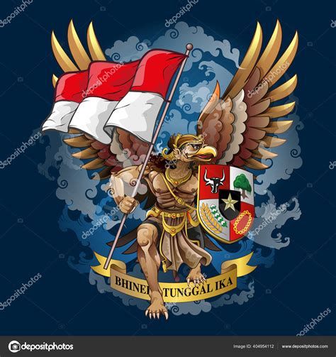 Vector Illustration Modified Garuda Pancasila Puppet Shield Flag Ribbon ...