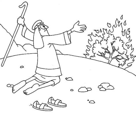 Print Moses and The Burning Bush Coloring Page - Free Printable ...