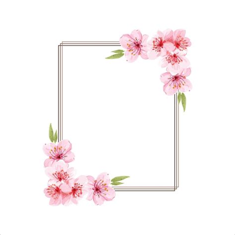 Spring floral border. Cherry blossoms pink flowers frame, Flower ...