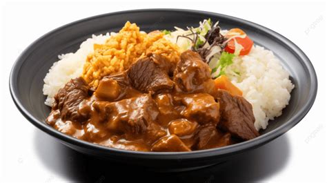 Beef Curry On Rice With Rice Background, Beef Curry Rice, Salad Set Hd ...