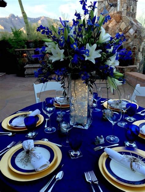 Centro de mesa azul Wedding Theme Centerpieces, Royal Blue Wedding ...