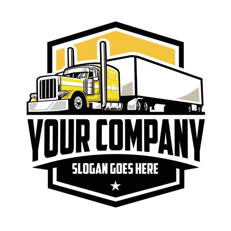 Trucking Company Logo Emblem Badge Vector Isolated. Yellow Semi Truck ...