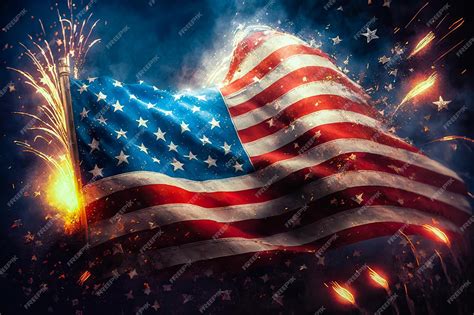 Premium AI Image | Illustration of flag usa on fireworks background in ...