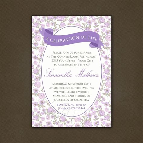 Printable Celebration of Life Invitation by PinkSkyPrintables