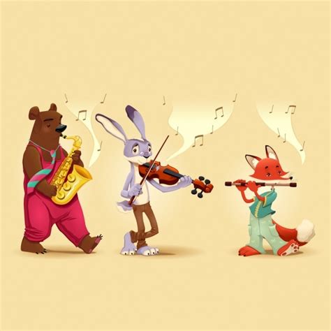 Free Vector | Animals playing music instruments