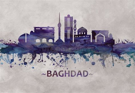 Baghdad Iraq skyline stock illustration. Illustration of painting ...