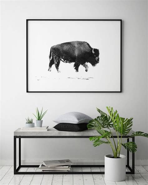 Bison Print Bison Poster Bison in Snow Animal Art | Etsy