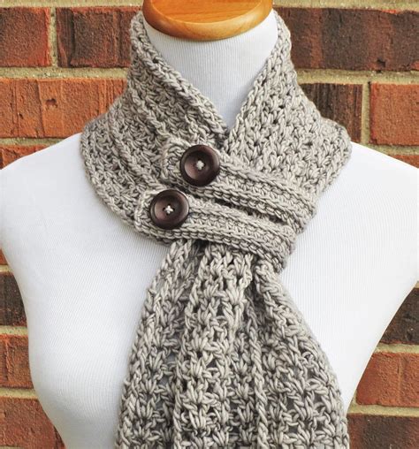 Hartford Buttoned Scarf | Craftsy | Scarf crochet pattern, Crochet ...