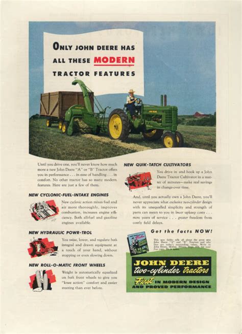 All these modern tractor features John Deere Tractor ad 1948