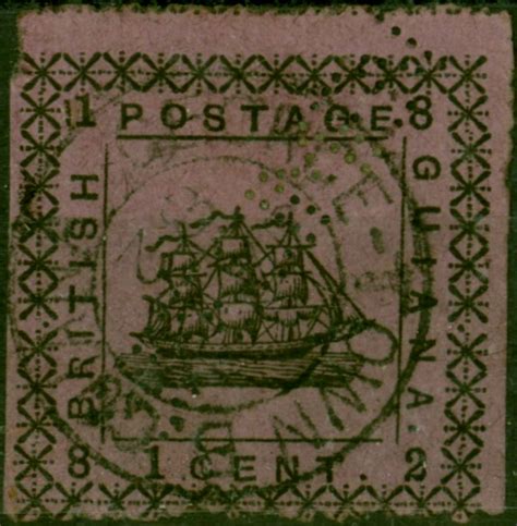 British Guiana 1882 1c Magenta SG164b '1 with Foot' Good Used Stamps ...