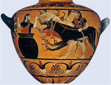 Kerberos | Greek vases, Wooden vase, Greek pottery