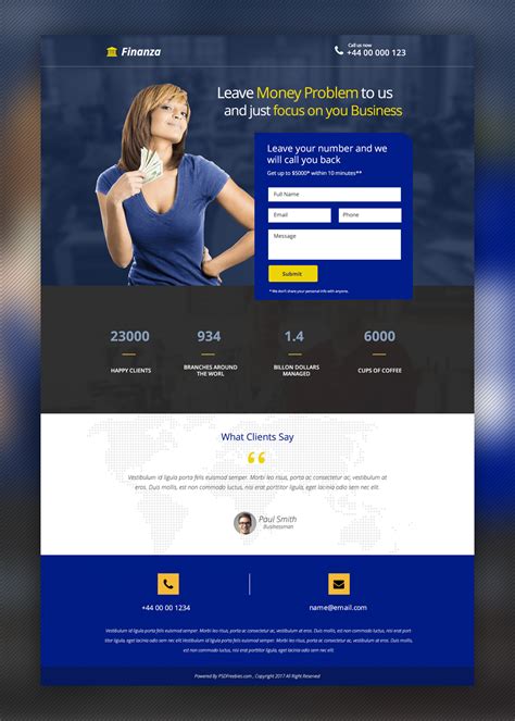 Finance and Banking Landing page Free PSD Template | PSDFreebies.com