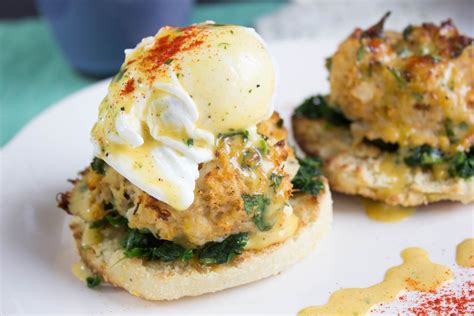 Maryland style crab cakes served on top of an English muffin with a ...