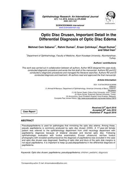 (PDF) Optic Disc Drusen, Important Detail in the Differential Diagnosis ...