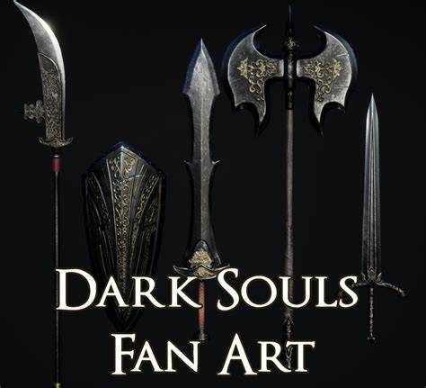 ArtStation - Dark Souls Black Knights Weapons and Shield Fan Art