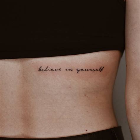 "Believe in yourself" lettering tattoo handwritten on