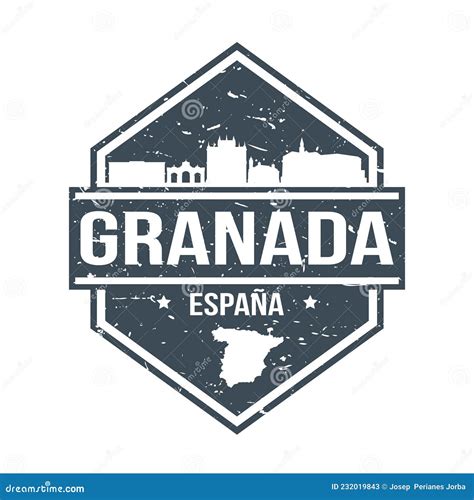 Granada Spain Travel Stamp Icon Skyline City Design Tourism. Seal ...