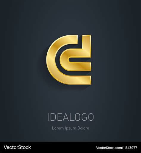 C and d initial gold logo metallic 3d icon Vector Image