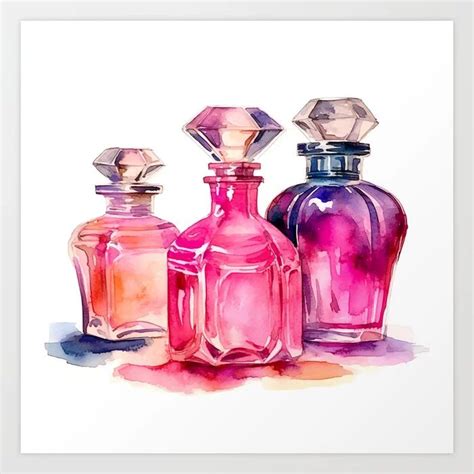 Watercolor Perfume Bottles Art Print in 2023 | Perfume bottle art ...