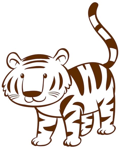 Free Vector | Tiger in doodle simple style on white background