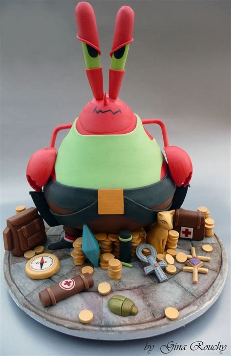 Mr. krabs as lara coft | Spongebob cake, Cartoon cake, Cake