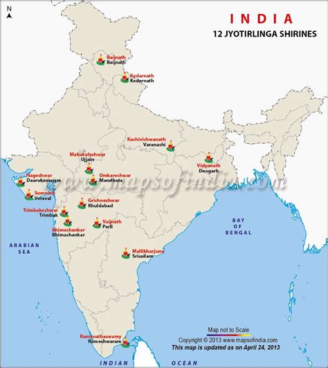 Jyotirlinga Shrines, Twelve Jyotirlinga Shrines of Shiva | Map, India ...