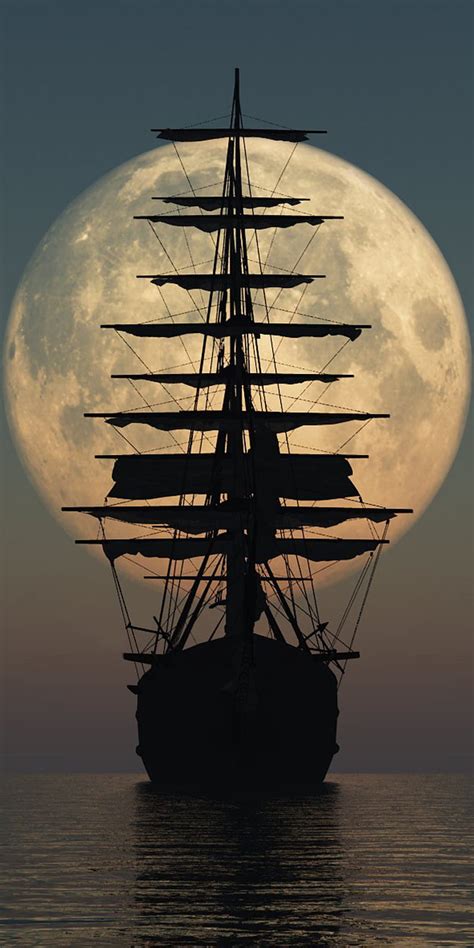 Ship, moon, ocean, boat, sea, HD phone wallpaper | Peakpx