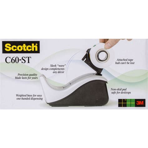 Scotch Tape Dispenser C60-ST Desktop No Tape Black & Silver