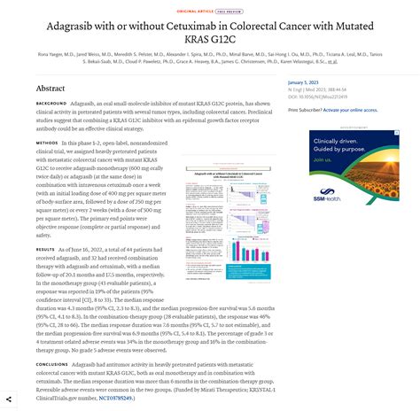 Adagrasib with or without Cetuximab in Colorectal Cancer with Mutated ...