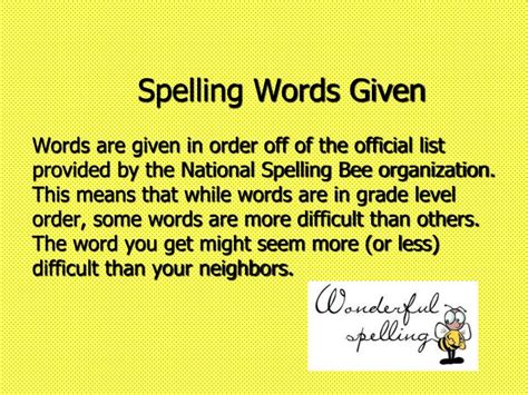 PPT - Spelling Bee Rules PowerPoint Presentation - ID:5244968