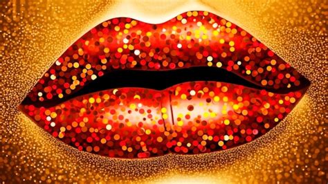 Premium AI Image | Closeup of beautiful female red lips with glitter ...