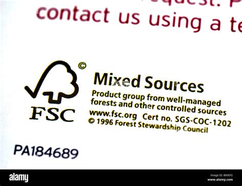 FSC symbol on leaflet, UK Stock Photo - Alamy