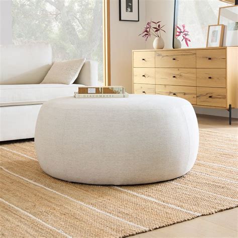 Cobble Round Ottoman - Large | West Elm