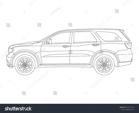 Outline Side View Drawing Suv Car: vector de stock (libre de regalías ...