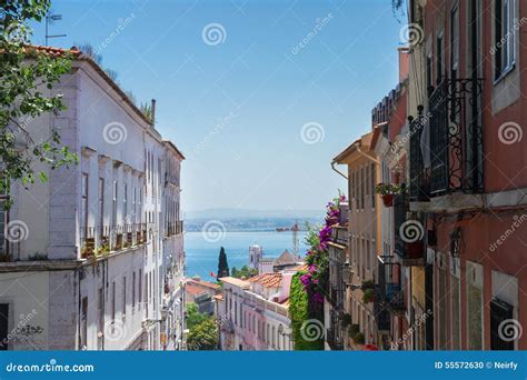 Street in Old Town of Lisbon Stock Photo - Image of portugal, narrow ...