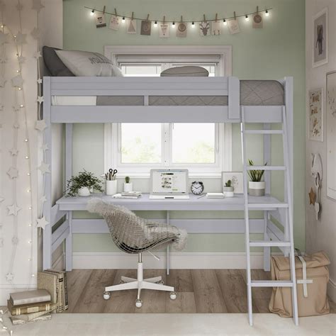 Dorel Living Harlan Twin Size Loft Bed with Desk and Ladder, Gray ...