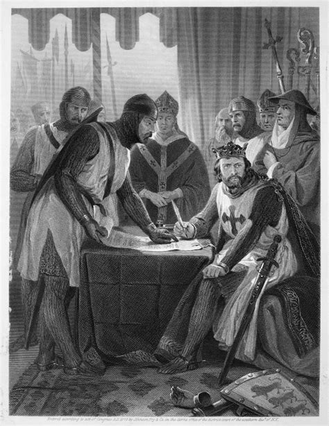 John (1167-1216) Nking Of England 1199-1216 King John Signing The Magna ...