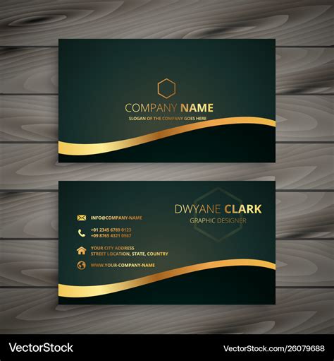 Golden company business card design Royalty Free Vector